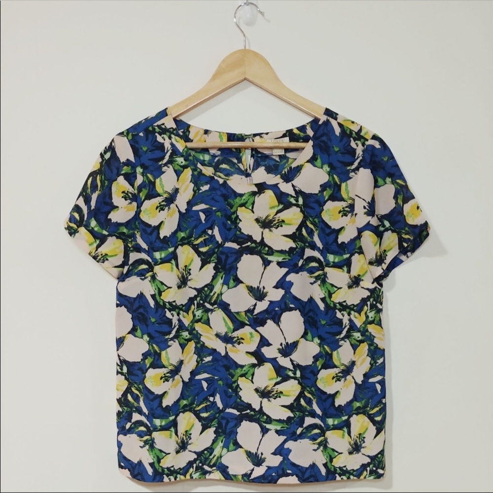 J.Crew Floral Shirt Sleeve Top